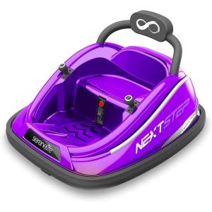 imageSereneLife 12V Electric Bumper Car for Kids  Remote Control Option 360 Spin LED Lights Safety Belt Kids Toddler Baby Bumper Car 38 YearsPurple