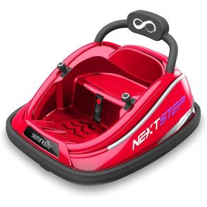 imageSereneLife 12V Electric Bumper Car for Kids  Remote Control Option 360 Spin LED Lights Safety Belt Kids Toddler Baby Bumper Car 38 YearsRed