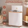 imageSereneLife Luxury Rectangle Towel Warmer  Spa ampamp Bathroom Heater with Custom Fragrance Auto ShutOff Fits 2 large Towels Blankets Bathrobes PJs  Perfect Gift for Him ampamp Her BlackNatural Wood