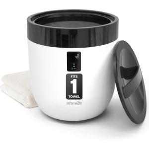 imageSereneLife Counter Towel Warmer Bucket with Customized Fragrance Auto Shut Off Fits 1 Large Blanket Bathrobe PJs Luxury Heater for Spa and Bathroom BlackBlack