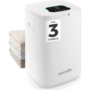 imageSereneLife SLTLWSQ80 Warmer23L Capacity Bucket with Timer Function Fits Up to Two Oversized Towels for Bathroom PinkWhite