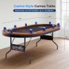 imageSereneLife 10Player Oval Foldable Poker Table  Casino Texas Holdem Table with WaterResistant Cushioned Rail 10 Cup Holders Brown Felt Surface Black Jack Board ampamp Family Games Dark BrownDark Brown