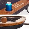 imageSereneLife 10Player Oval Foldable Poker Table  Casino Texas Holdem Table with WaterResistant Cushioned Rail 10 Cup Holders Brown Felt Surface Black Jack Board ampamp Family Games Dark BrownBrown