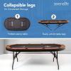 imageSereneLife 10Player Oval Foldable Poker Table  Casino Texas Holdem Table with WaterResistant Cushioned Rail 10 Cup Holders Brown Felt Surface Black Jack Board ampamp Family Games Dark BrownBrown