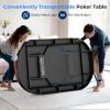 imageSereneLife 10Player Oval Foldable Poker Table  Casino Texas Holdem Table with WaterResistant Cushioned Rail 10 Cup Holders Brown Felt Surface Black Jack Board ampamp Family Games Dark BrownDark Brown