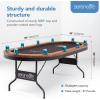 imageSereneLife 10Player Oval Foldable Poker Table  Casino Texas Holdem Table with WaterResistant Cushioned Rail 10 Cup Holders Brown Felt Surface Black Jack Board ampamp Family Games Dark BrownBrown