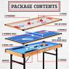 imageSereneLife 4 in 1 Multi Game Table 4x2 Folding Portable Sports Arcade Games with Accessories Ping Pong Air Hockey Pool Billiards and Shuffleboard for Indoor Outdoor All Ages