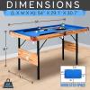 imageSereneLife 45ft Folding Pool Table 55in Portable Foldable Billiards Game Table for Kids and Adults with Accessories Indoor and Outdoor Games with Sticks Cue Balls and Triangle Blue
