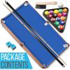imageSereneLife 45ft Folding Pool Table 55in Portable Foldable Billiards Game Table for Kids and Adults with Accessories Indoor and Outdoor Games with Sticks Cue Balls and Triangle Blue