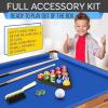 imageSereneLife 45ft Folding Pool Table 55in Portable Foldable Billiards Game Table for Kids and Adults with Accessories Indoor and Outdoor Games with Sticks Cue Balls and Triangle Blue