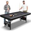imageSereneLife 6Ft Folding Pool Table  Best in Stability  Steel Frame Fully Supported Slate Welded Leg Supports with Safety Anti Collapse Locks 128LB Heavy Duty Billiard Game and Accessory SetBlack