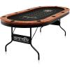 imageSereneLife 10Player Oval Foldable Poker Table  Casino Texas Holdem Table with WaterResistant Cushioned Rail 10 Cup Holders Brown Felt Surface Black Jack Board ampamp Family Games Dark BrownBrown