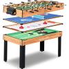 imageSereneLife 4in1 Multi Game Table 48quot Sports Arcade with Accessories Ping Pong Air Hockey Pool Billiards Soccer Foosball All in One for Indoor and Outdoor Family Kids and AdultsBlack