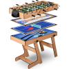 imageSereneLife 5in1 Folding Multi Game Table 40quot Full Size Combo Sports Arcade Game with Foosball Soccer Ping Pong Pool Billiards Bowling ampamp Shuffleboard Set Wood Construction for Play Rec Room