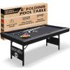 imageSereneLife 6Ft Folding Pool Table  Best in Stability  Steel Frame Fully Supported Slate Welded Leg Supports with Safety Anti Collapse Locks 128LB Heavy Duty Billiard Game and Accessory SetBlack
