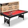 imageSereneLife 6Ft Folding Pool Table  Best in Stability  Steel Frame Fully Supported Slate Welded Leg Supports with Safety Anti Collapse Locks 128LB Heavy Duty Billiard Game and Accessory SetRed