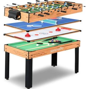 imageSereneLife 4in1 Multi Game Table 48quot Sports Arcade with Accessories Ping Pong Air Hockey Pool Billiards Soccer Foosball All in One for Indoor and Outdoor Family Kids and AdultsBlack