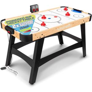 imageSereneLife 54quot Air Hockey Game Table with 2X Stronger Motor Lightup Scoreboard AC in Line Power Switch Includes 2 Pucks 2 PushersNatural