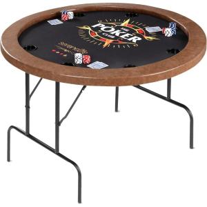imageSereneLife 84 Poker Table 8 Player Octagonal Foldable Cardboard Leisure Game Table Casino Style with WaterResistant Cushioned Rail w 8 Cup HoldersBrown