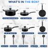 imageSereneLife 15Pc Blue Cookware Set  NonStick HeatResistant Pots ampamp Pans with Lids Dishwasher Safe Includes Matching UtensilsBlack
