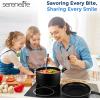 imageSereneLife 15Pc Blue Cookware Set  NonStick HeatResistant Pots ampamp Pans with Lids Dishwasher Safe Includes Matching UtensilsBlack