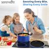 imageSereneLife 15Pc Blue Cookware Set  NonStick HeatResistant Pots ampamp Pans with Lids Dishwasher Safe Includes Matching UtensilsBlue