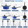 imageSereneLife 15Pc Blue Cookware Set  NonStick HeatResistant Pots ampamp Pans with Lids Dishwasher Safe Includes Matching UtensilsBlue