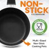 imageSereneLife 15Pc Blue Cookware Set  NonStick HeatResistant Pots ampamp Pans with Lids Dishwasher Safe Includes Matching UtensilsGold