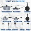 imageSereneLife 15Pc Blue Cookware Set  NonStick HeatResistant Pots ampamp Pans with Lids Dishwasher Safe Includes Matching UtensilsGray