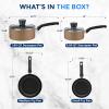 imageSereneLife 6Piece Pots and Pans Set  Nonstick Cookware Black Coating HeatResistant Dishwasher safe Includes Fry Pans Saucepans with Lids Color GrayGold