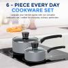 imageSereneLife 6Piece Pots and Pans Set  Nonstick Cookware Black Coating HeatResistant Dishwasher safe Includes Fry Pans Saucepans with Lids Color GrayGray
