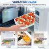 imageSereneLife 8Piece Glass Baking Dish with Lids Set   4 Heavy Duty Rectangular Glass Baking Pan with 4 BPAFree Lids  OvenSafe Bakeware for Lasagna Meats Desserts  Dishwasher Safe RedWhite