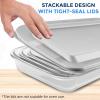 imageSereneLife 8Piece Glass Baking Dish with Lids Set   4 Heavy Duty Rectangular Glass Baking Pan with 4 BPAFree Lids  OvenSafe Bakeware for Lasagna Meats Desserts  Dishwasher Safe RedWhite