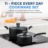 imageSereneLife Kitchenware Pots ampamp Pans Basic Kitchen Cookware Black NonStick Coating Inside Heat Resistant Lacquer 11Piece Set One Size BlackBlack