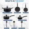 imageSereneLife Kitchenware Pots ampamp Pans Basic Kitchen Cookware Black NonStick Coating Inside Heat Resistant Lacquer 11Piece Set One Size BlackBlack
