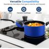 imageSereneLife Kitchenware Pots ampamp Pans Basic Kitchen Cookware Black NonStick Coating Inside Heat Resistant Lacquer 11Piece Set One Size BlackBlue