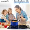 imageSereneLife Kitchenware Pots ampamp Pans Basic Kitchen Cookware Black NonStick Coating Inside Heat Resistant Lacquer 11Piece Set One Size BlackBlue