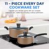 imageSereneLife Kitchenware Pots ampamp Pans Basic Kitchen Cookware Black NonStick Coating Inside Heat Resistant Lacquer 11Piece Set One Size BlackGold