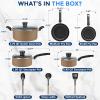 imageSereneLife Kitchenware Pots ampamp Pans Basic Kitchen Cookware Black NonStick Coating Inside Heat Resistant Lacquer 11Piece Set One Size BlackGold