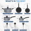 imageSereneLife Kitchenware Pots ampamp Pans Basic Kitchen Cookware Black NonStick Coating Inside Heat Resistant Lacquer 11Piece Set One Size BlackGray