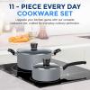 imageSereneLife Kitchenware Pots ampamp Pans Basic Kitchen Cookware Black NonStick Coating Inside Heat Resistant Lacquer 11Piece Set One Size BlackGray