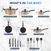 imageSereneLife Kitchenware Pots ampamp Pans Basic Kitchen Cookware Black NonStick Coating Inside Heat Resistant Lacquer 20Piece Set One Size GrayGold