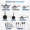imageSereneLife Kitchenware Pots ampamp Pans Basic Kitchen Cookware Black NonStick Coating Inside Heat Resistant Lacquer 20Piece Set One Size GrayGray