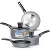 imageSereneLife 6Piece Pots and Pans Set  Nonstick Cookware Black Coating HeatResistant Dishwasher safe Includes Fry Pans Saucepans with Lids Color GrayGray