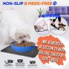 imageSereneLife Non Skid Pet Bowl Set  No Flip Dog Bowl Dog Spill Proof Mat Set  Interlocking Non Skid Pet Puppy Cat Dog Bowl with Mat  Twisty Dish FoodWater Bowl for Mess Free Feeding SLTDG66 BlueDefault Title