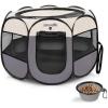 imageSereneLife OnTheGo Foldable Portable Pet Tent 8Panel Playpen for Dog ampamp Cat wFoodWater Bowl Mesh Exercise Puppy Playground Pet House Indoor ampamp Outdoor Travel ampamp Camping Pet Kennell Grey LargeGrey