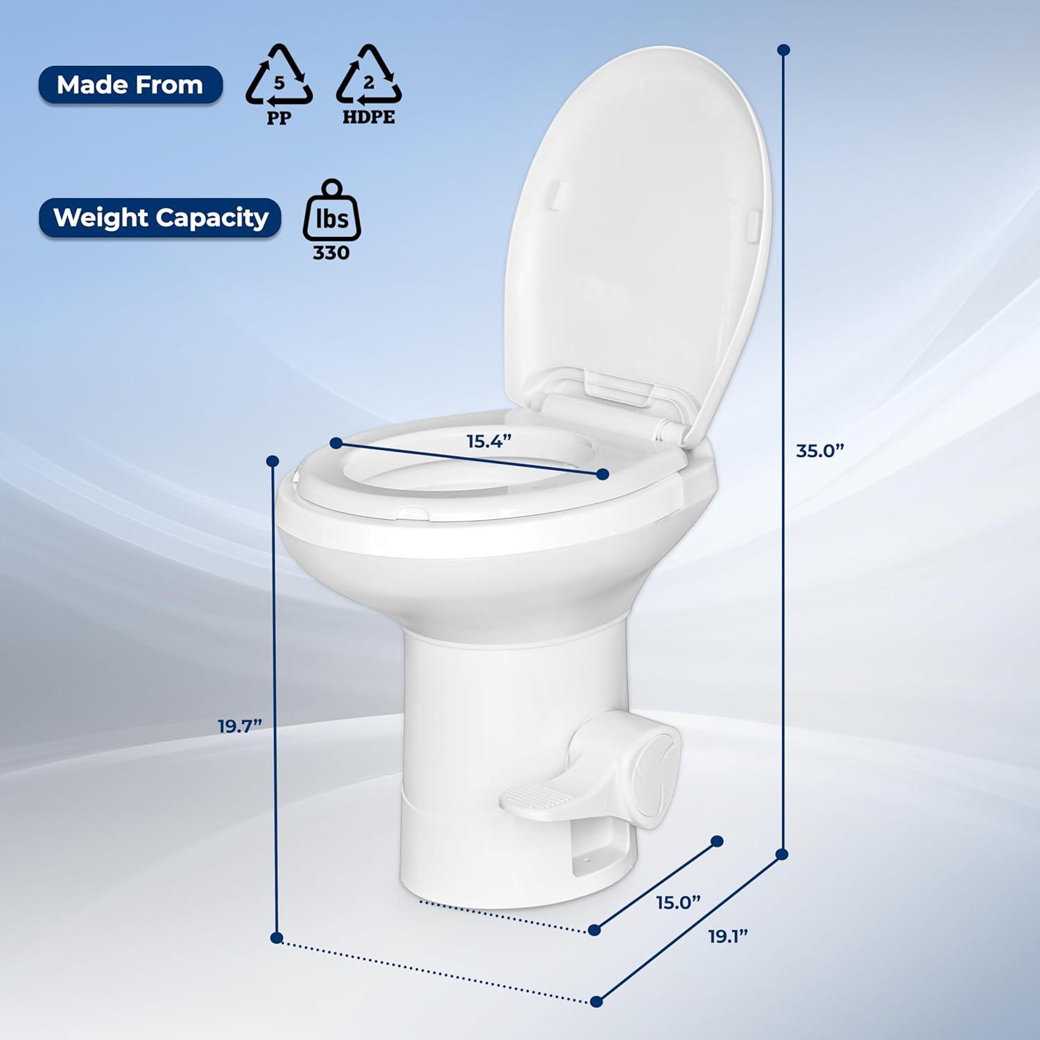 imageSereneLife CamperRV Toilet  Easy Flush with Foot Pedal Hand Sprayer SoftClose Seat LeakProof Bowl OdorFree Includes Accessories Quick Install for RVs Trailers Boats ampamp Marine Use