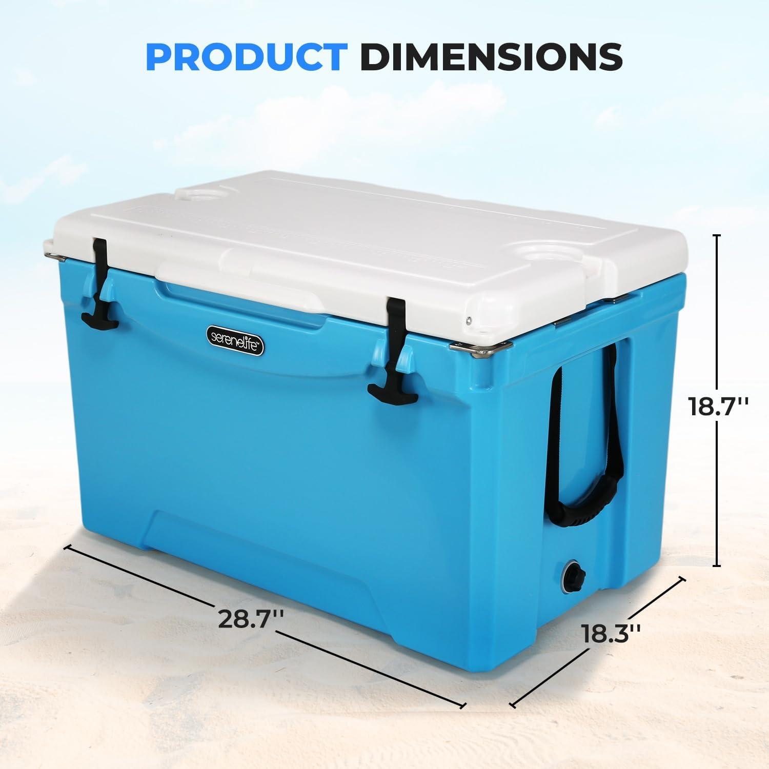 imageSereneLife UltraTough 2575 Quart Rotomolded Cooler Box Holds Upto 64 Cans Keeps Ice Up to 5 Days HeavyDuty Insulated Portable Ice Chest Box Ideal for Camping Beach Picnics Tailgating etcBlue