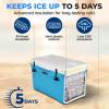 imageSereneLife UltraTough 2575 Quart Rotomolded Cooler Box Holds Upto 64 Cans Keeps Ice Up to 5 Days HeavyDuty Insulated Portable Ice Chest Box Ideal for Camping Beach Picnics Tailgating etcBlue