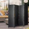 imageSereneLife 4Panel Folding Room Divider Woven Fiber Privacy Screen Portable Partition for Room Separation Lightweight Decorative Screen for Living Room Office Porch and Dressing Area 71 x 18